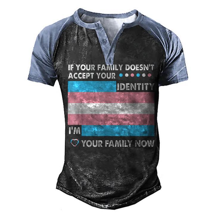 Transgender Support Trans Dad Mom Lgbt Ally Pride Flag Men's Henley Raglan T-Shirt