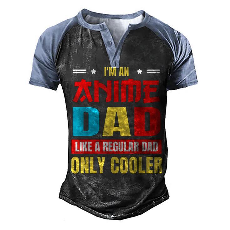 Anime Dad Like A Regular Dad Only Cooler Otaku Fathers Day Men's Henley Raglan T-Shirt