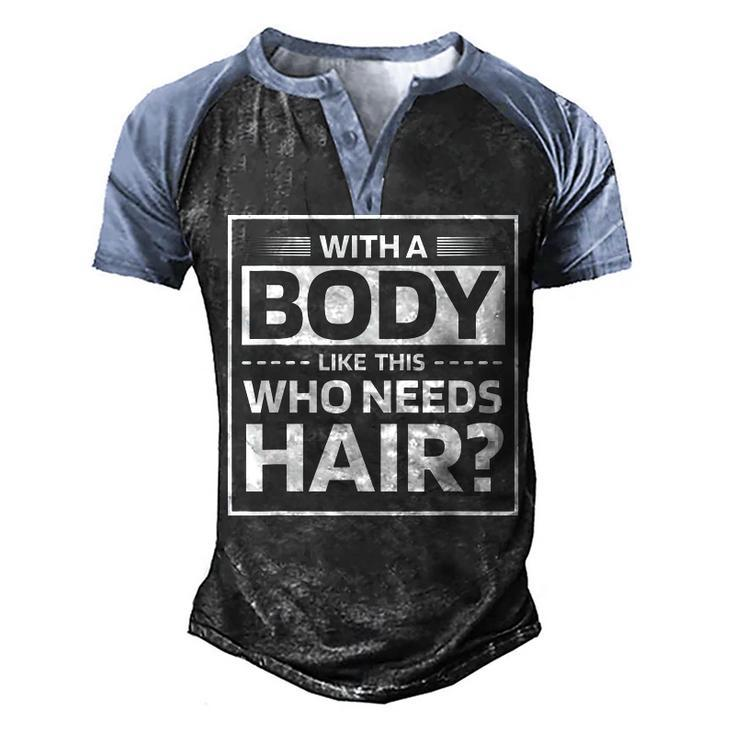 Bald Dad Bald Jokes Men's Henley Raglan T-Shirt