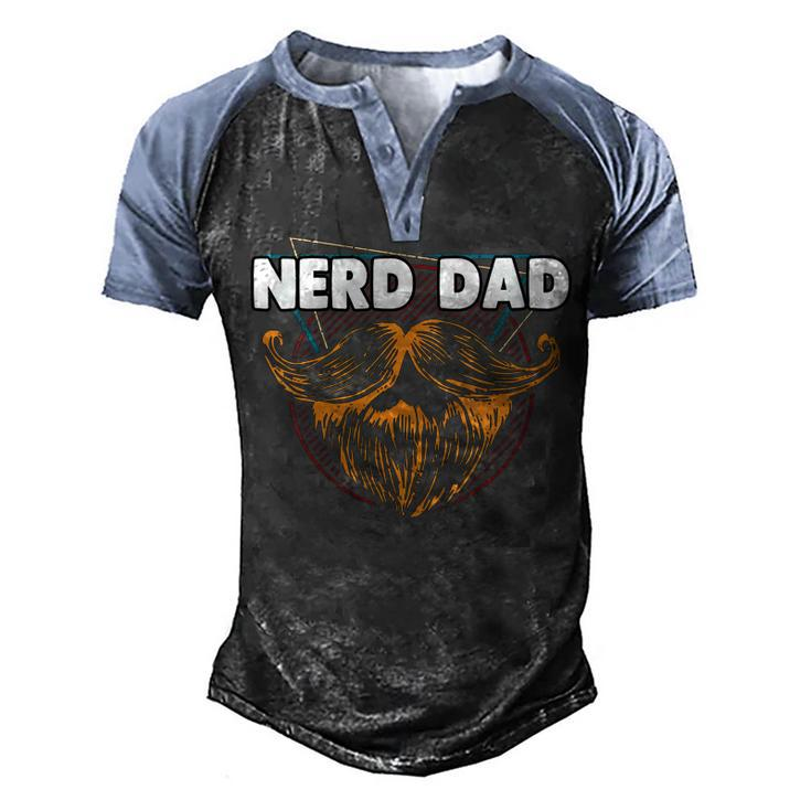 Nerd Dad Conservative Daddy Protective Father Men's Henley Raglan T-Shirt