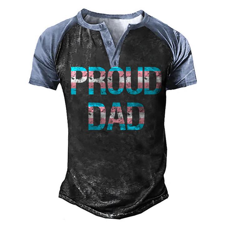 Proud Trans Dad Transgender Pride Flag Lgbt Father Men's Henley Raglan T-Shirt