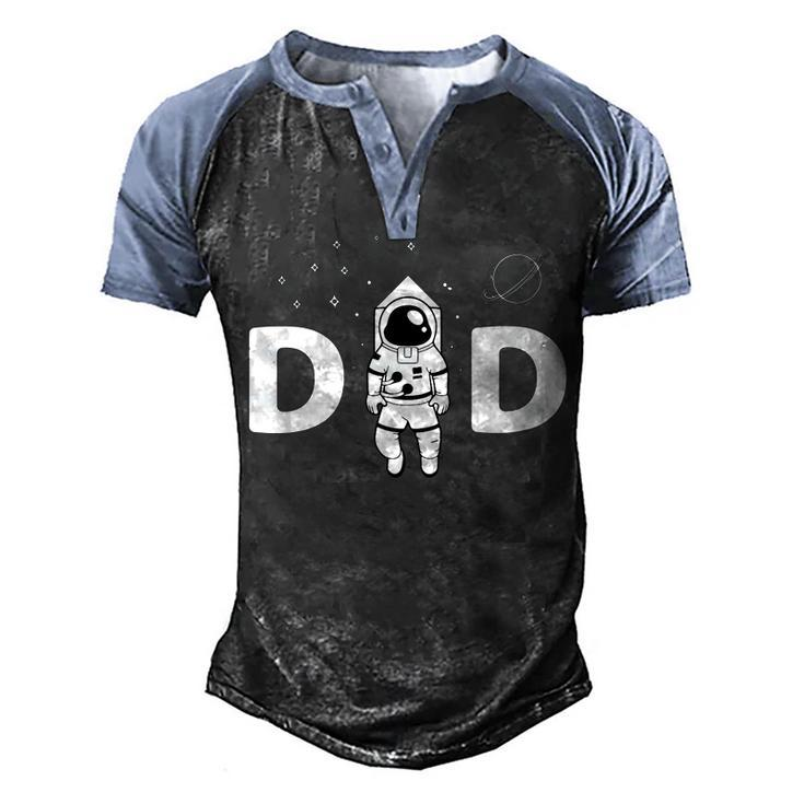 Space Dad Astronaut Daddy Outer Space Birthday Party Men's Henley Raglan T-Shirt