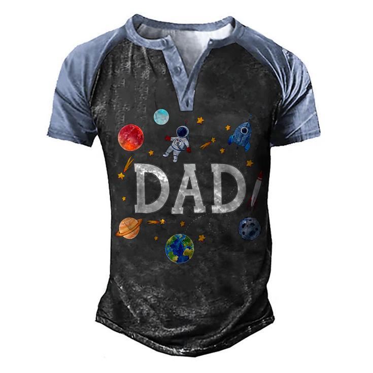 Space Dad Outer Space Crew Astronaut Fathers Day 2023 Men's Henley Raglan T-Shirt