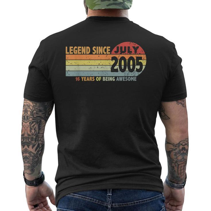 16Th Birthday Legend Since July 2005 Born In 2005 Decoration Mens Back Print T-shirt