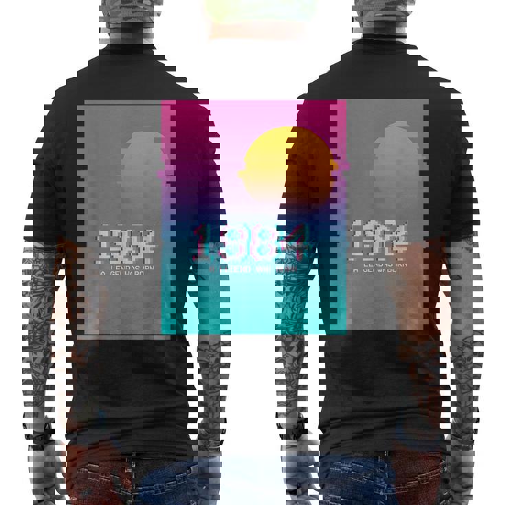 1984 Birthday Legend I Vhs Glitch Vaporwave 80S Retro Men's T-shirt Back Print