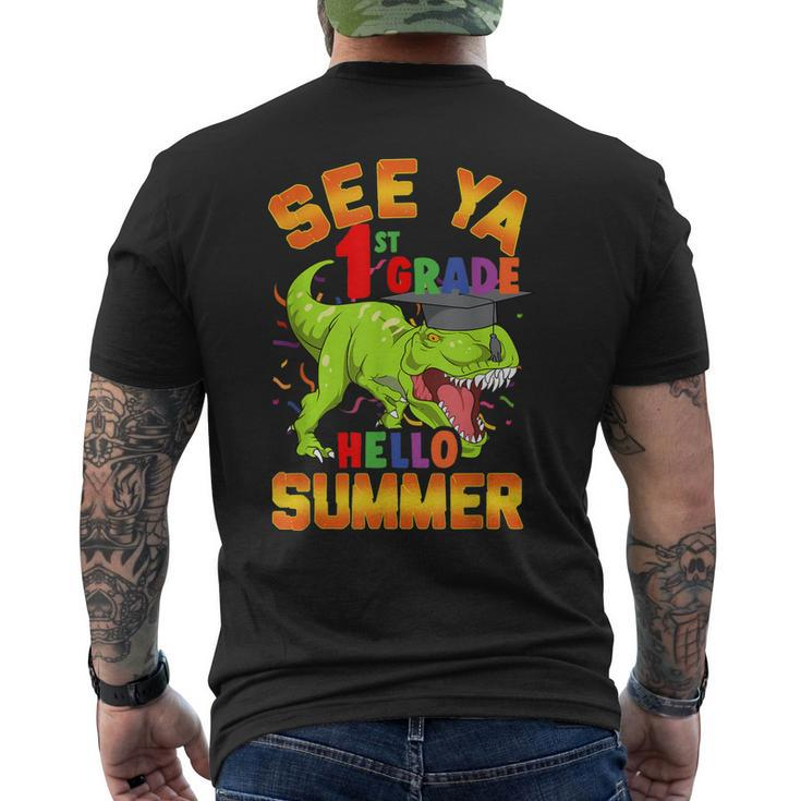 1St Grade Last Day Of School See Ya Hello Summer Dinosaur Men's Back Print T-shirt