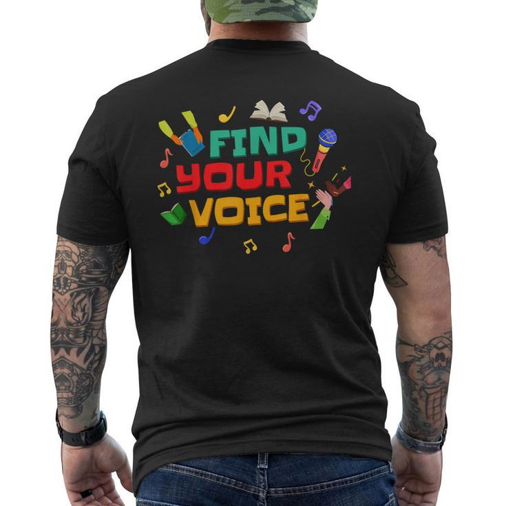 2023 Iread Summer Kids Reading Library Find Your Voice  Mens Back Print T-shirt