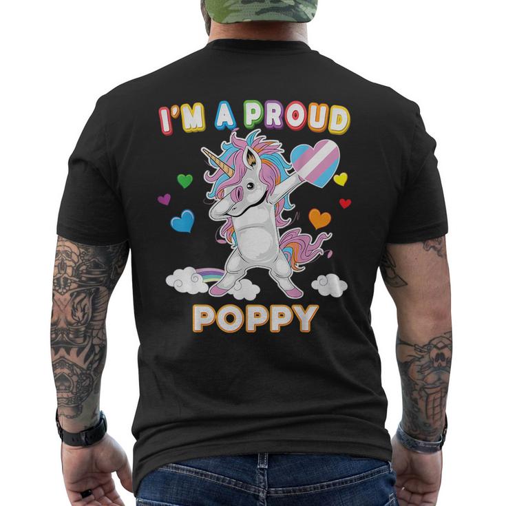 Im A Proud Transgender Poppy Lgbt Pride Dabbing Unicorn  Mens Back Print T-shirt