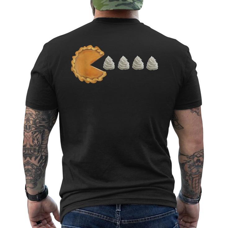 Pumpkin Pie Eating Whip Cream Thanksgiving Video Game Men's T-shirt Back Print