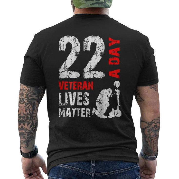 22 A Day Veteran Lives Matter Veterans Day Men's Back Print T-shirt