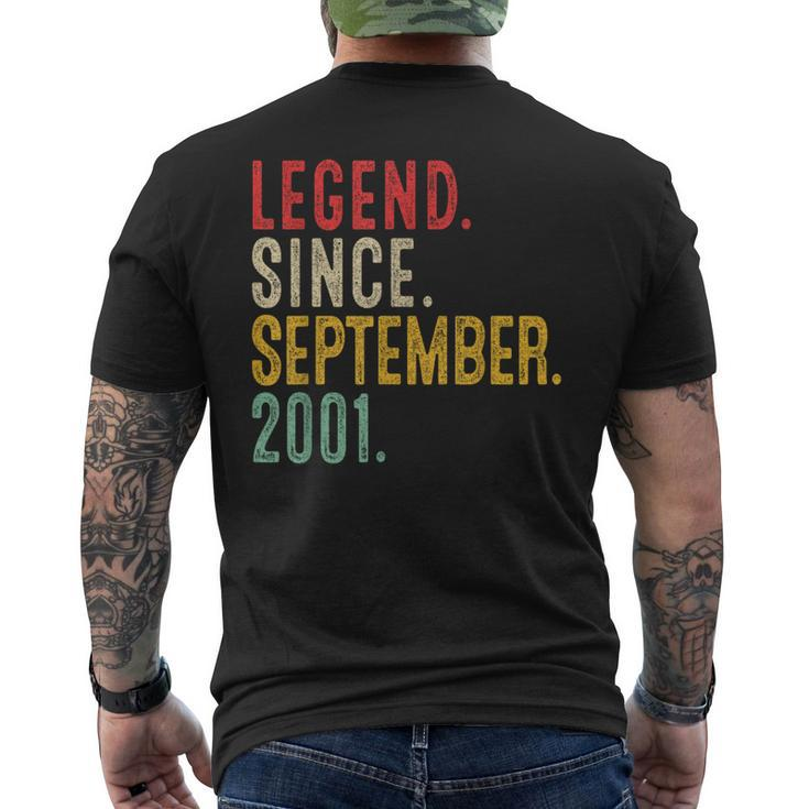 22 Years Old Legend Since September 2001 22Nd Birthday Men's T-shirt Back Print