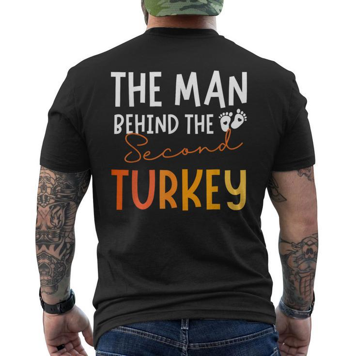 2Nd Pregnancy Announcement Thanksgiving Dad Turkey Baby 2023 Men's T-shirt Back Print