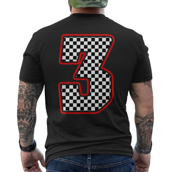 3 Year Old Race Car Birthday Party 3Rd Racing Track Racing Funny Gifts Mens Back Print T-shirt