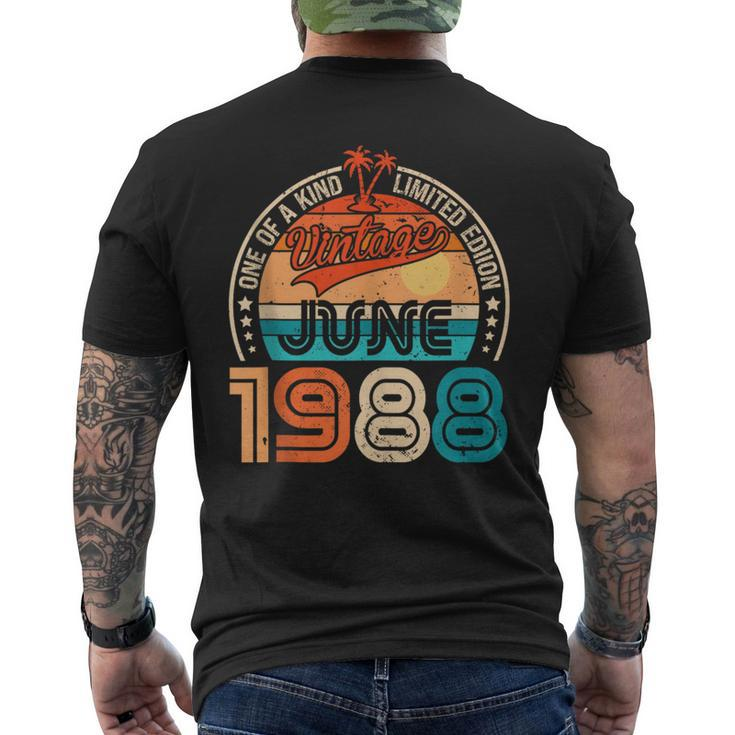 35 Year Old Made In 1988 Vintage June 1988 35Th Birthday  Mens Back Print T-shirt