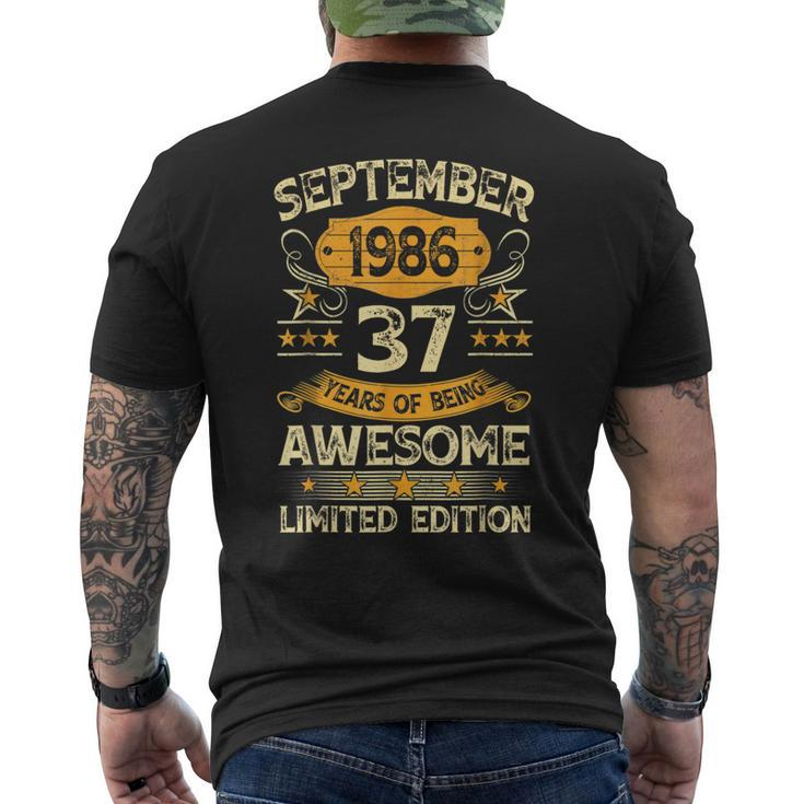 37 Years Old Vintage September 1986 37Th Birthday Men's T-shirt Back Print