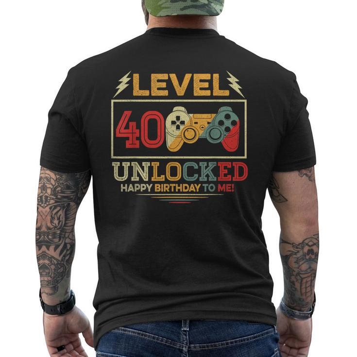 40 Year Old Gifts Level 40 Unlocked 40Th Birthday Boy Gaming 40Th Birthday Funny Gifts Mens Back Print T-shirt