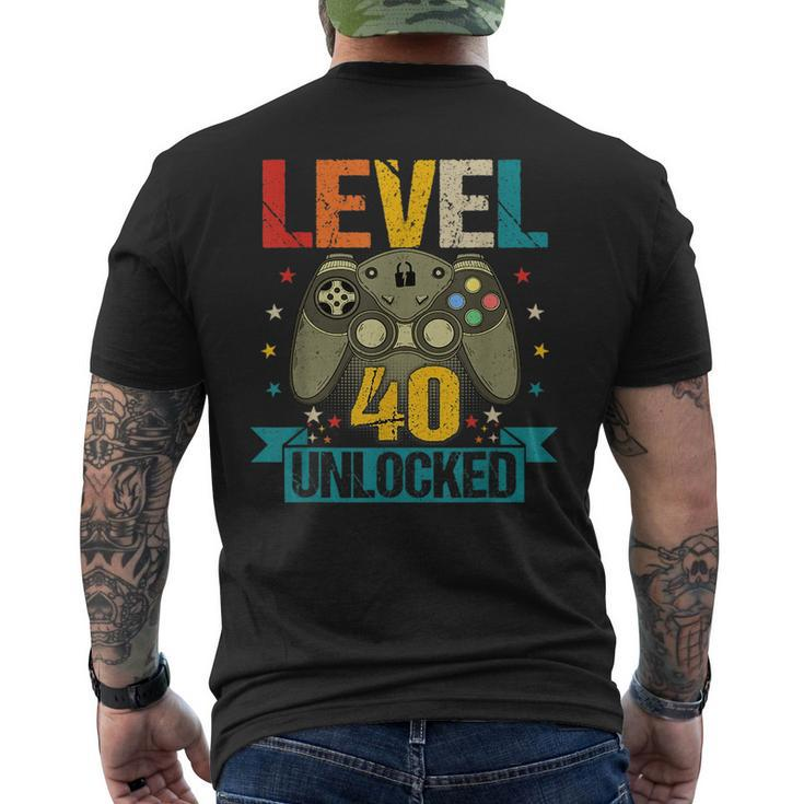 40Th Birthday 40 Year Old Men Level 40 Unlocked Video Gamer  Mens Back Print T-shirt