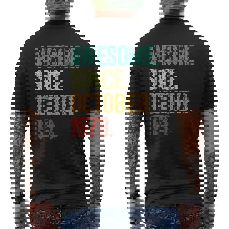 45 Year Old Awesome Since October 1978 45Th Birthday Men's T-shirt Back Print