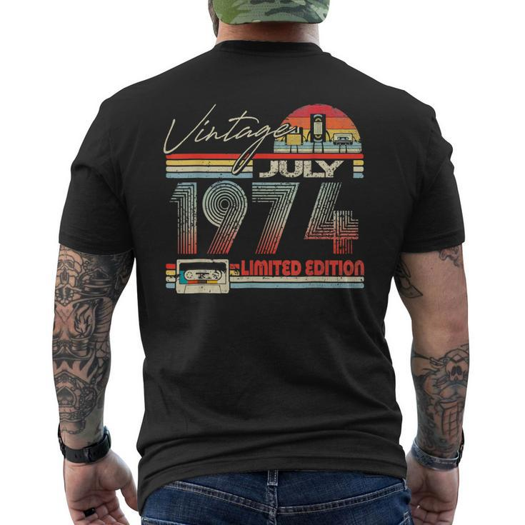 49Th Birthday July 1974 Vintage Cassette Limited Edition  Mens Back Print T-shirt