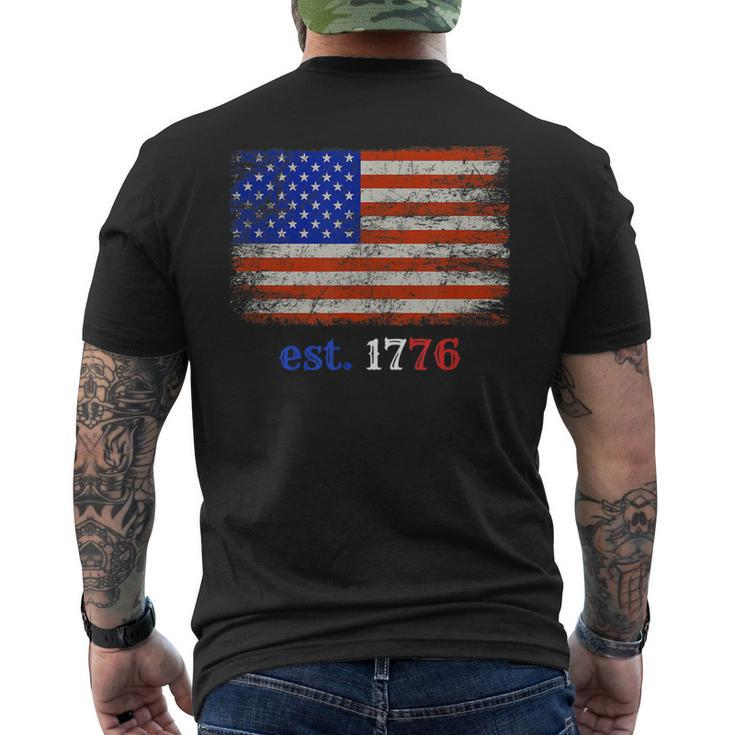 4Th Of July American Flag 1776 Proud Veteran Men's Back Print T-shirt