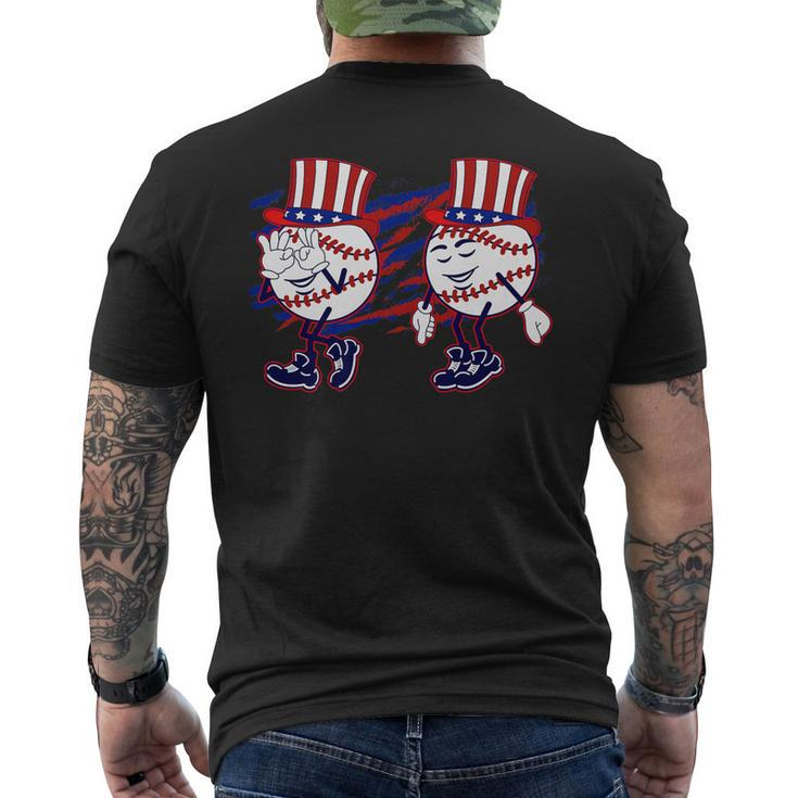 4Th July Baseball Griddy Dance Usa Patriotic Man Men's Back Print T-shirt