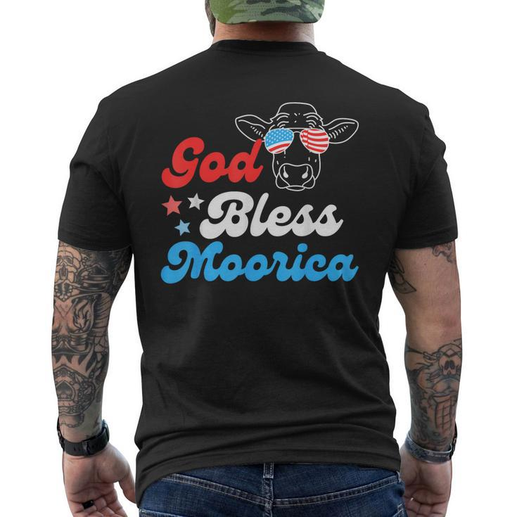 4Th Of July Cow With American Flag Glasses God Bless Moorica Men's T-shirt Back Print
