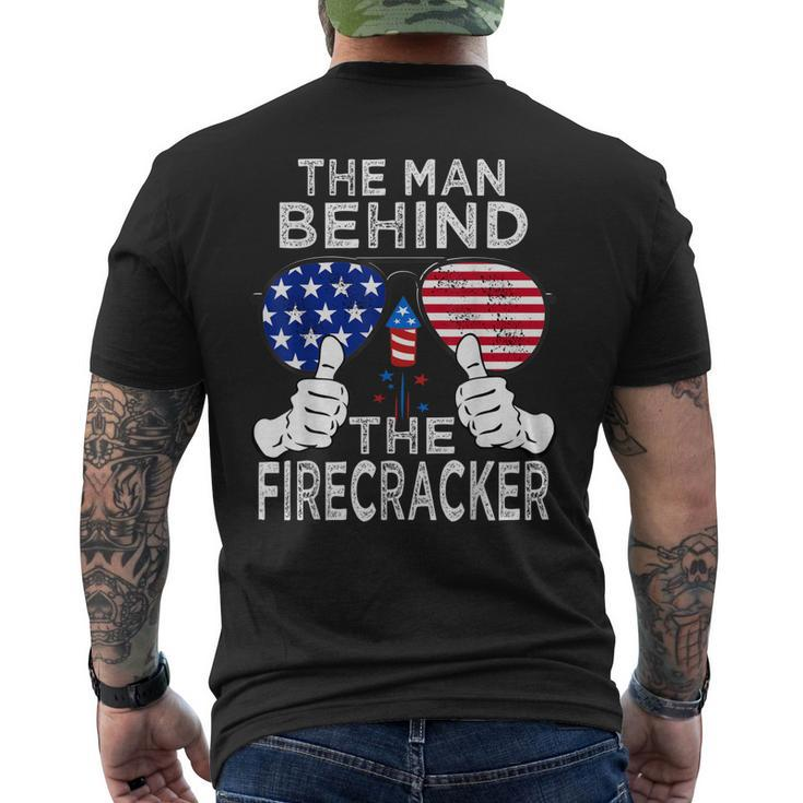 4Th Of July Dad To Be Baby Reveal Man Behind The Firecracker Men's Back Print T-shirt