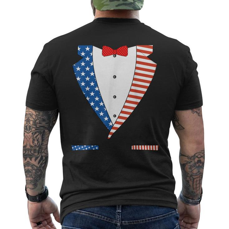 4Th Of July Independence Day American Flag Tuxedo Men's Back Print T-shirt