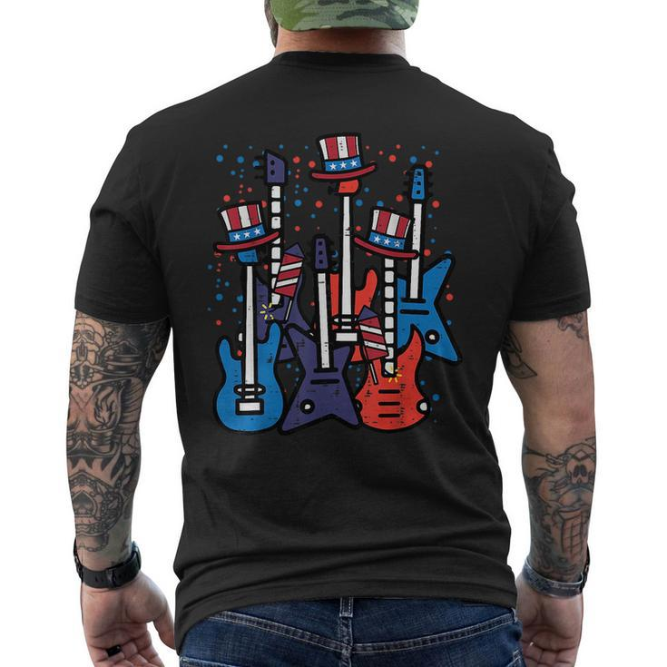 4Th July Rocker Guitars Us Flag Patriotic Rock Boys Kids Men Mens Back Print T-shirt