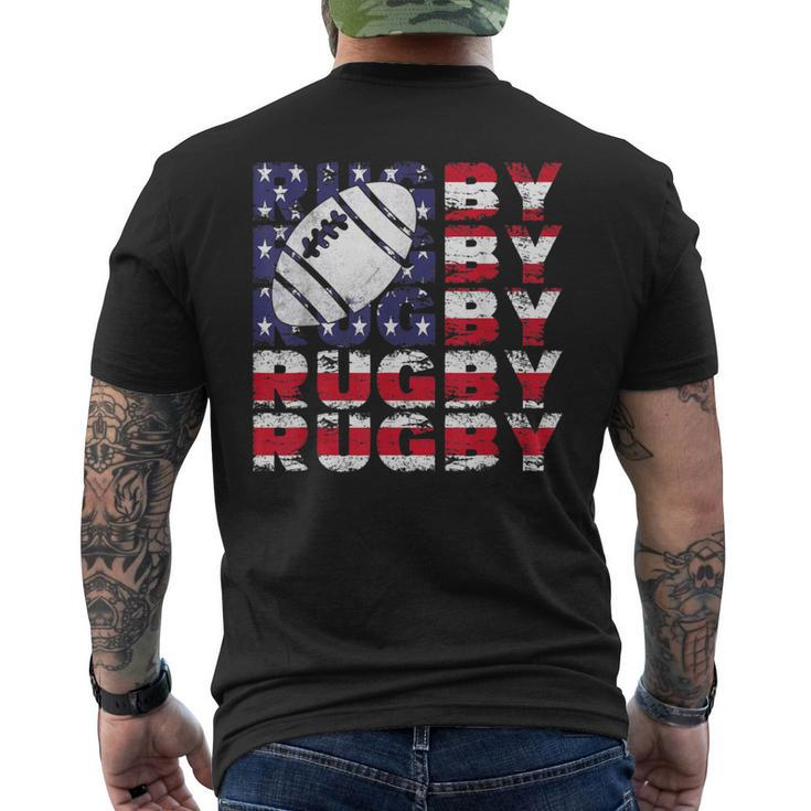4Th Of July Rugby American Flag Vintage Sports Patriotic Men's T-shirt Back Print