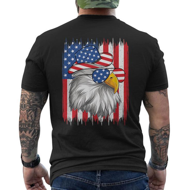 4Th Of July American Flag Usa Funny Cowboy Patriotic Eagle  Mens Back Print T-shirt