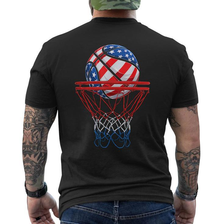 4Th Of July American Patriotic Basketball Us Flag Men Boys Patriotic Funny Gifts Mens Back Print T-shirt