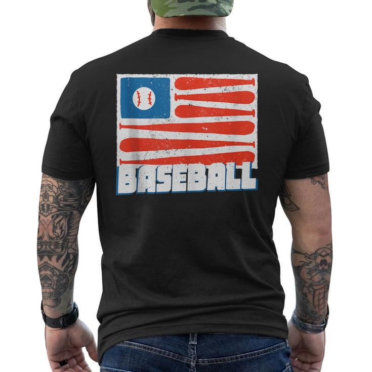 4Th Of July Baseball American Flag Mens Back Print T-shirt