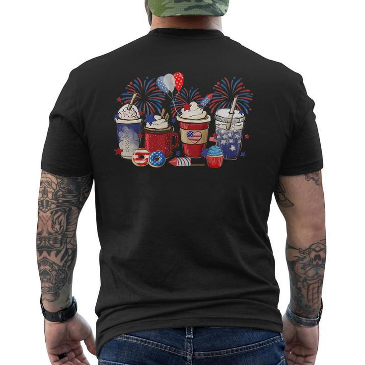 4Th Of July Coffee Lover Patriotic Ice Cream Red And Blue Patriotic Funny Gifts Mens Back Print T-shirt