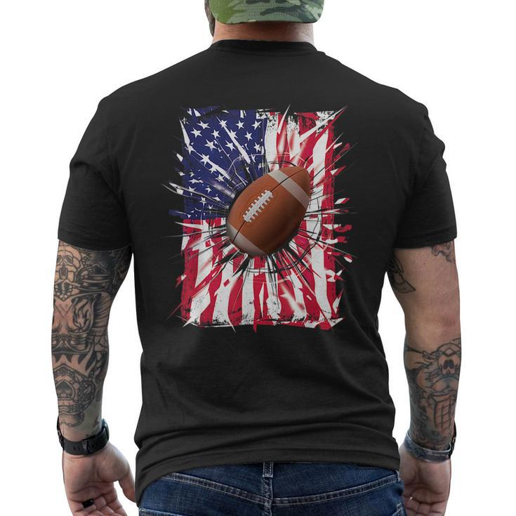 4Th Of July Football Usa American Flag Patriotic Men Mens Back Print T-shirt