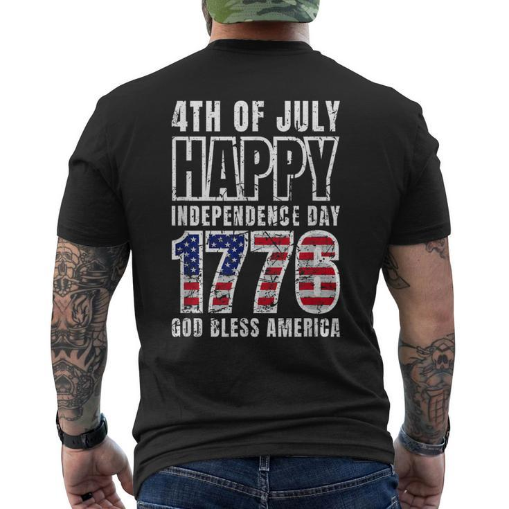 4Th Of July Happy Independence-Day 1776 God Bless America Mens Back Print T-shirt