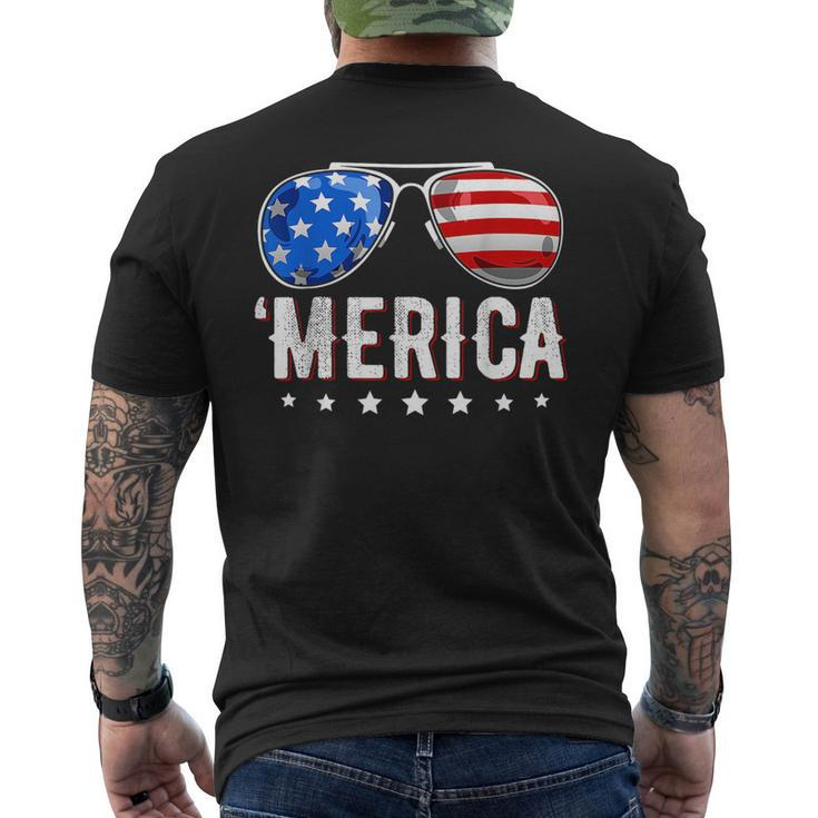 4Th Of July Merica Sunglasses American Flag Men Boys Fourth  Mens Back Print T-shirt