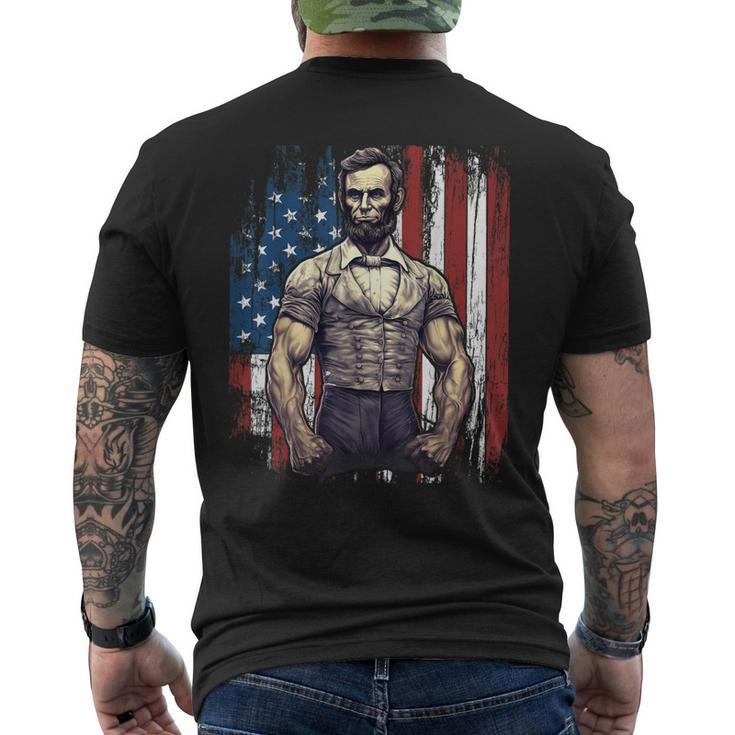 4Th Of July Patriotic Funny Abraham Lincoln Graphic July 4Th  Mens Back Print T-shirt