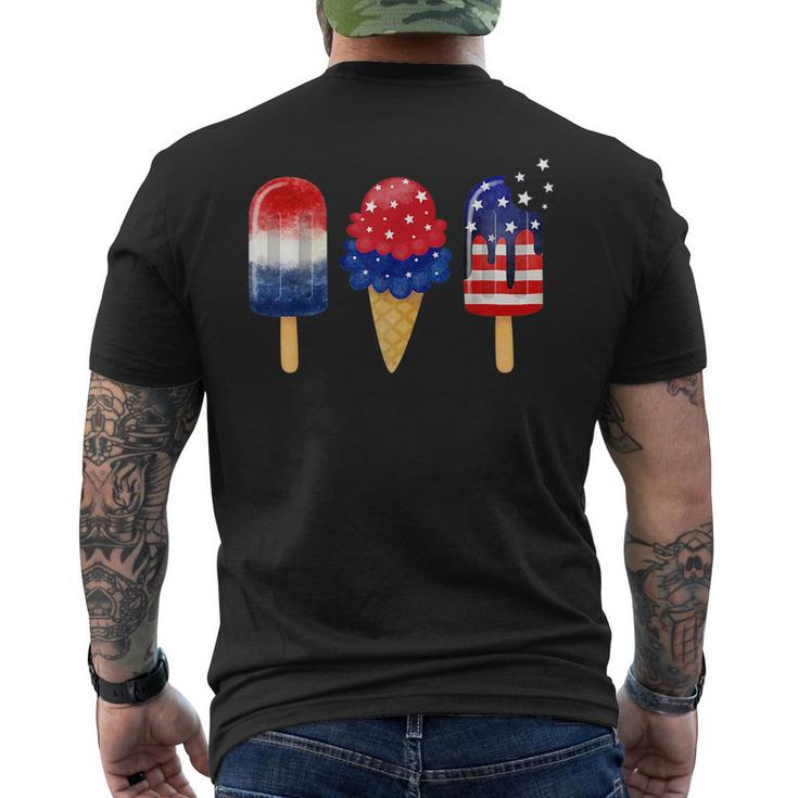 4Th Of July Popsicle American Flag Patriotic Summer Boy Girl  Mens Back Print T-shirt