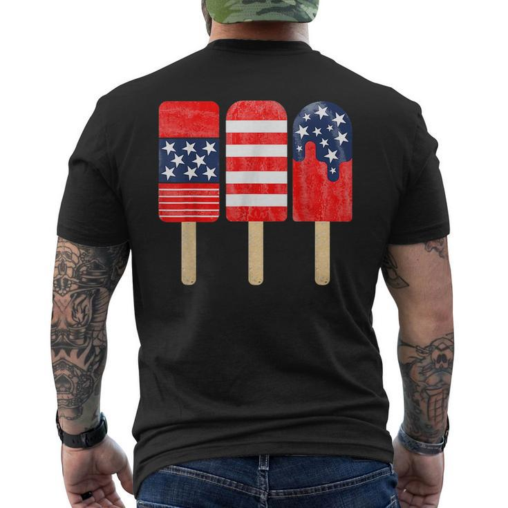 4Th Of July Popsicle Red White Blue American Flag Patriotic  Mens Back Print T-shirt