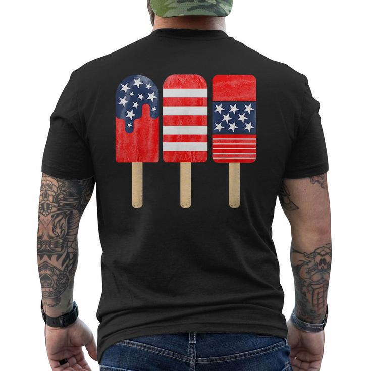4Th Of July Popsicle Red White Blue American Flag Patriotic Mens Back Print T-shirt