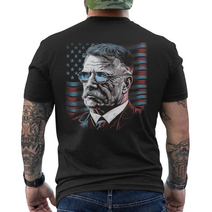 4Th Of July President Theodore Teddy Roosevelt American Flag  Mens Back Print T-shirt