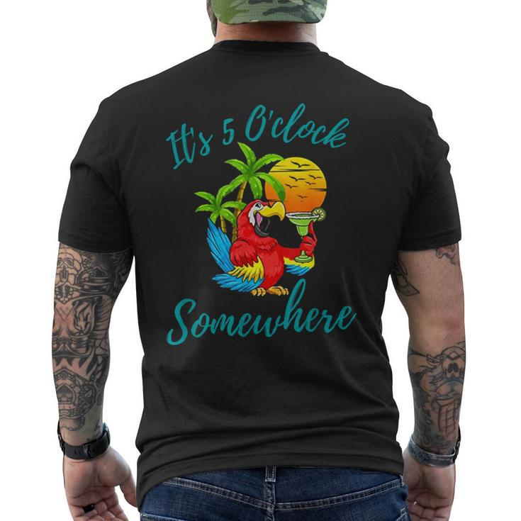It Is 5 O'clock Somewhere Drinking Parrot Men's T-shirt Back Print