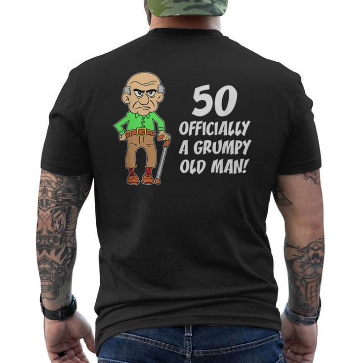 50 Officially Grumpy Old Man Over The Hill Men's Back Print T-shirt