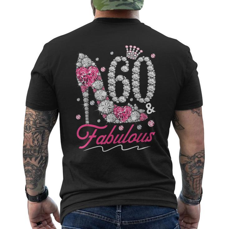 60Th Birthday 60 & Fabulous Pink 60 Years Old Diamond Shoes  Men's Crewneck Short Sleeve Back Print T-shirt