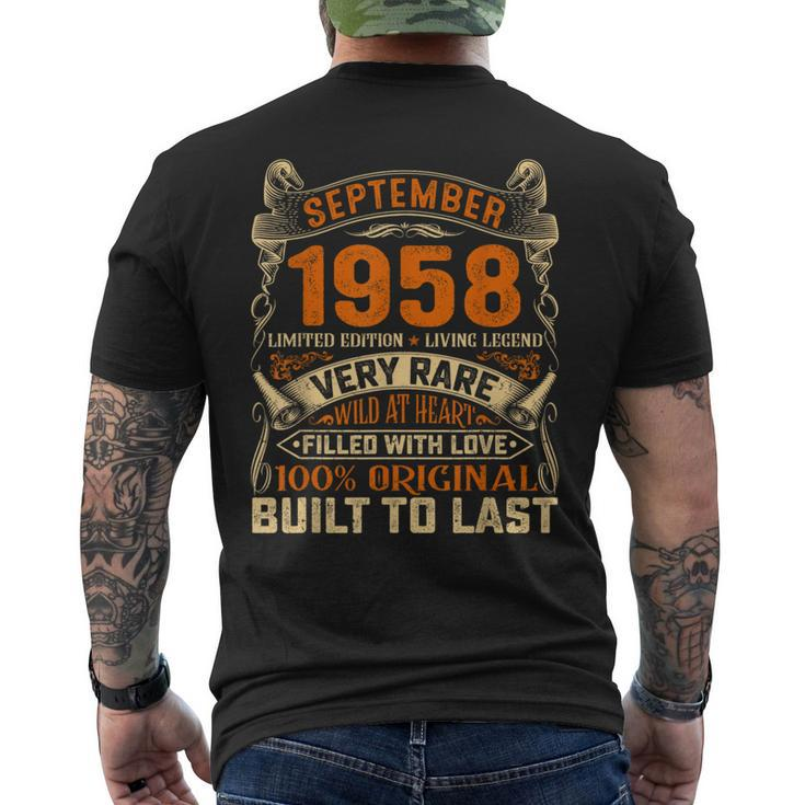 65 Year Old Born In September 1958 Retro 65Th Birthday Men's T-shirt Back Print