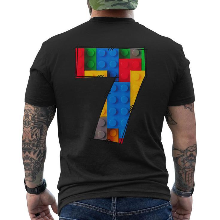 7 Years Old Blocks Building Master Builder 7Th Birthday Kid Men's T-shirt Back Print