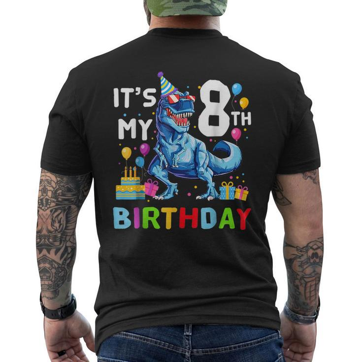 8 Year Old 8Th Birthday Boy Dino T Rex Dinosaur Men's T-shirt Back Print