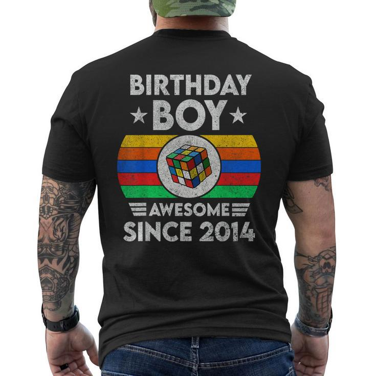 8 Years Old Awesome Since 2014 Birthday Speed Cubing Boy Mens Back Print T-shirt