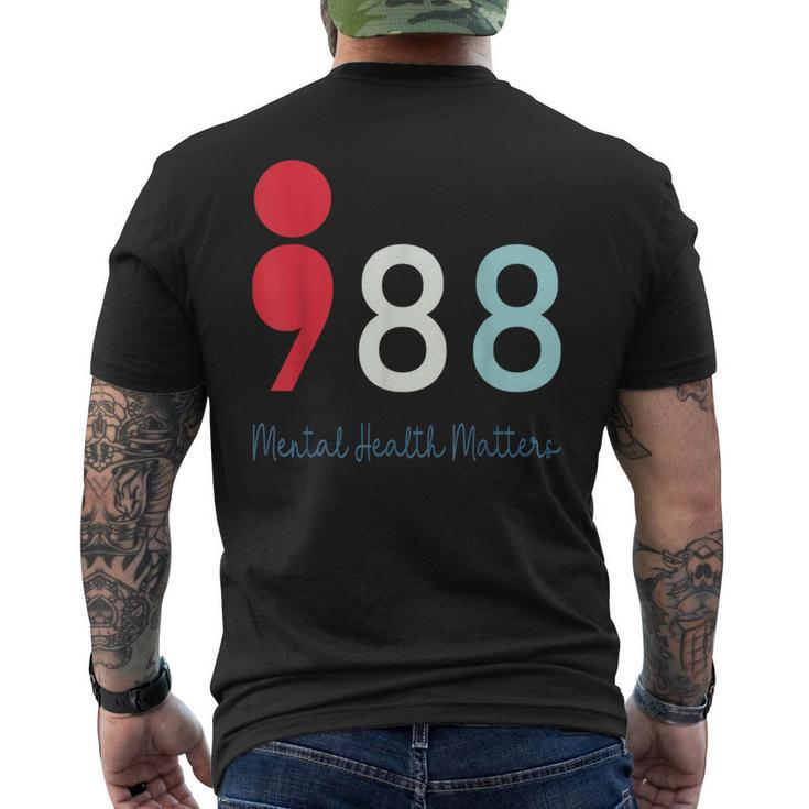 988 Semicolon Mental Health Matters Suicide Prevention Retro  Mens Back Print T-shirt